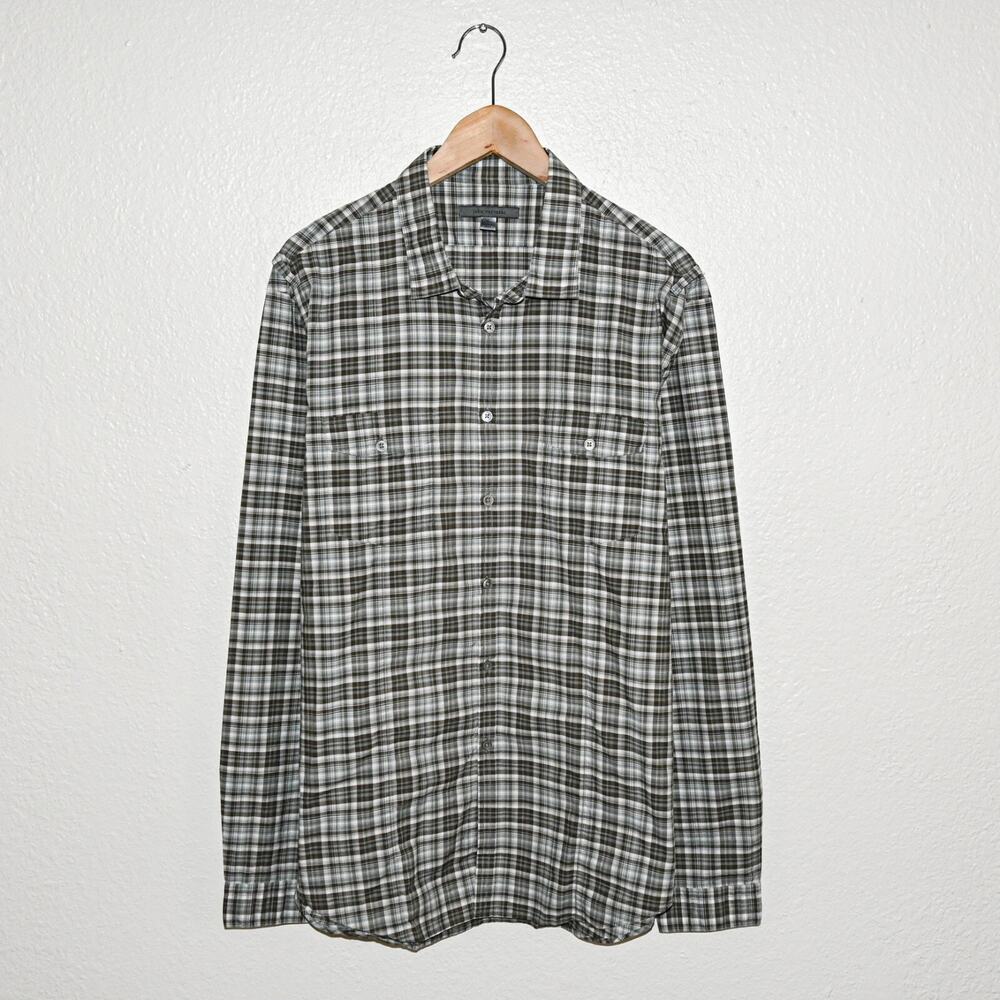 John Varvatos Button up Shirt in Grey Plaid Cotton size XL